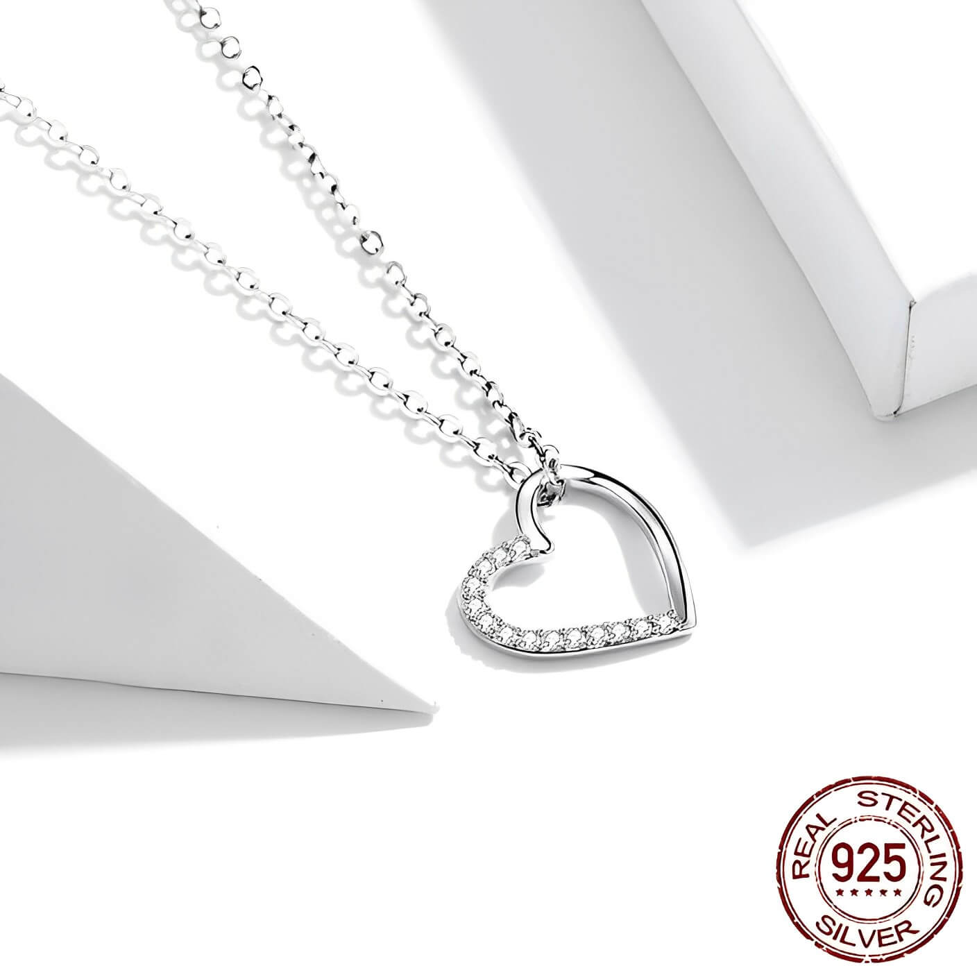 Hollow Heart 925 Sterling Silver Necklace